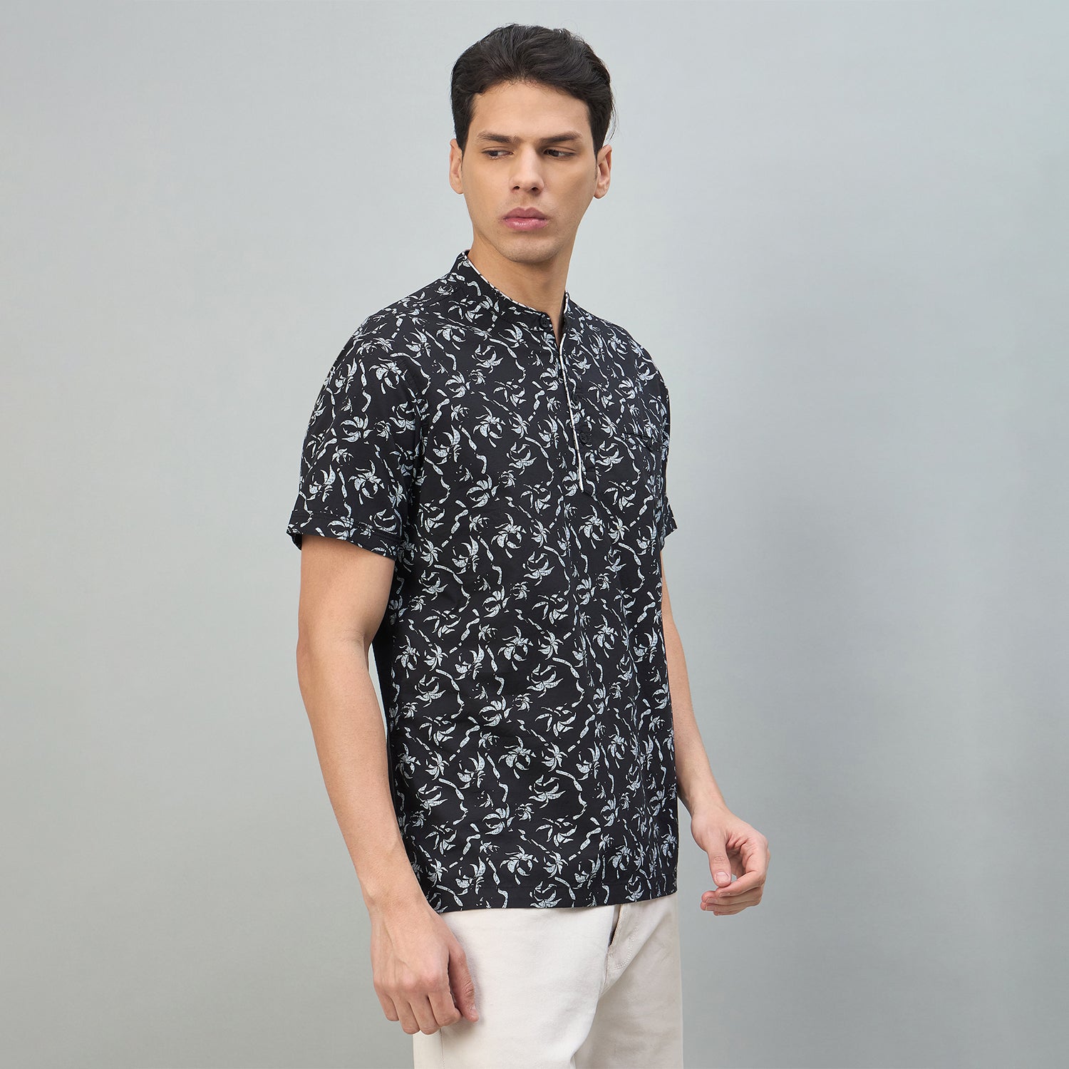 Duke Urban Men Floral Print Half Sleeve Casual Slim fit Tshirt (LF7531)