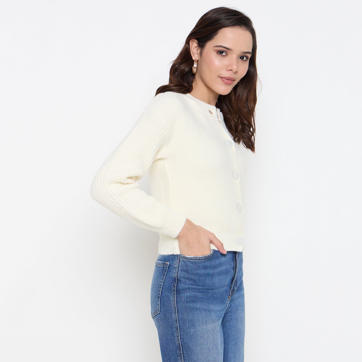 Duke Urban Women Full Sleeve Front Open Crop Cardigan (SDS1342)