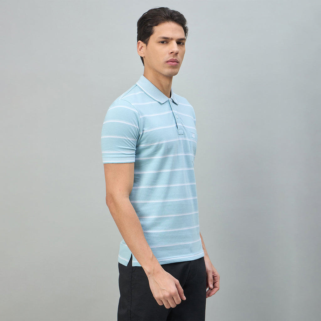 Duke Urban Men Striped Half Sleeve Regular Polo Tshirt (LF7573)
