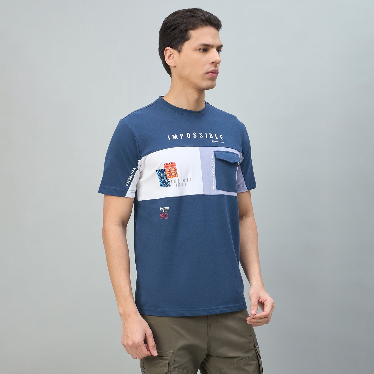 Duke Urban Men Colorblocked Half Sleeve Round Neck Tshirt (LF7613)