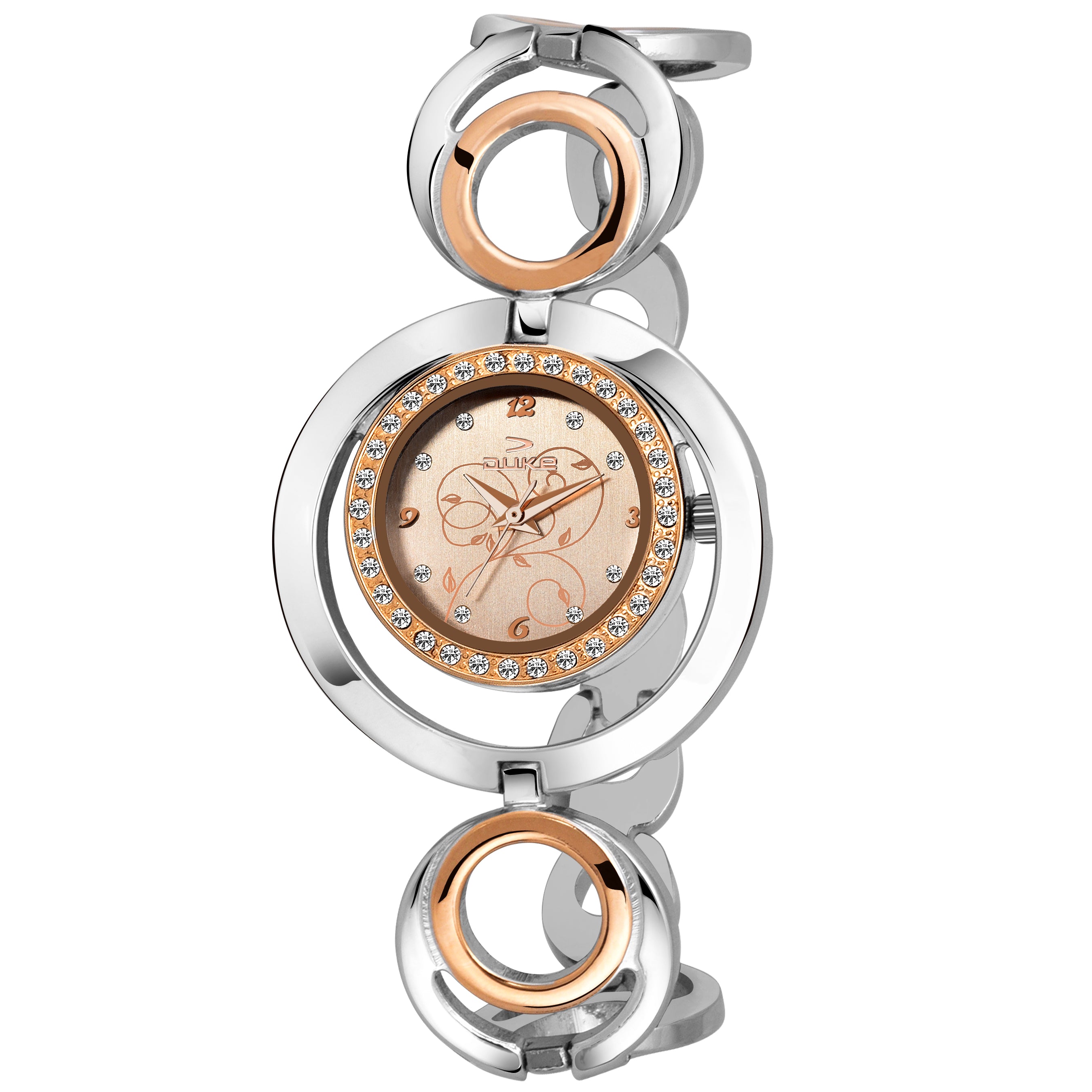 Duke Analogue Women Watch Gold Dial Rose Gold Colored Strap (DK5010RW02C)