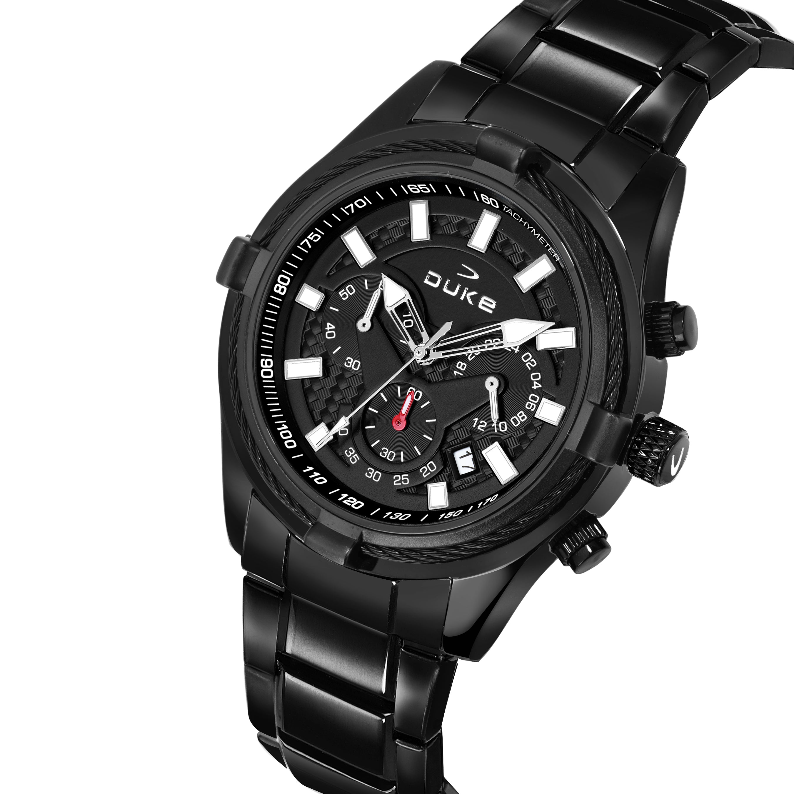 Duke Chronograph Men  Watch with Stylish Stainless Steel Black Dial (DK4005CRM02C)