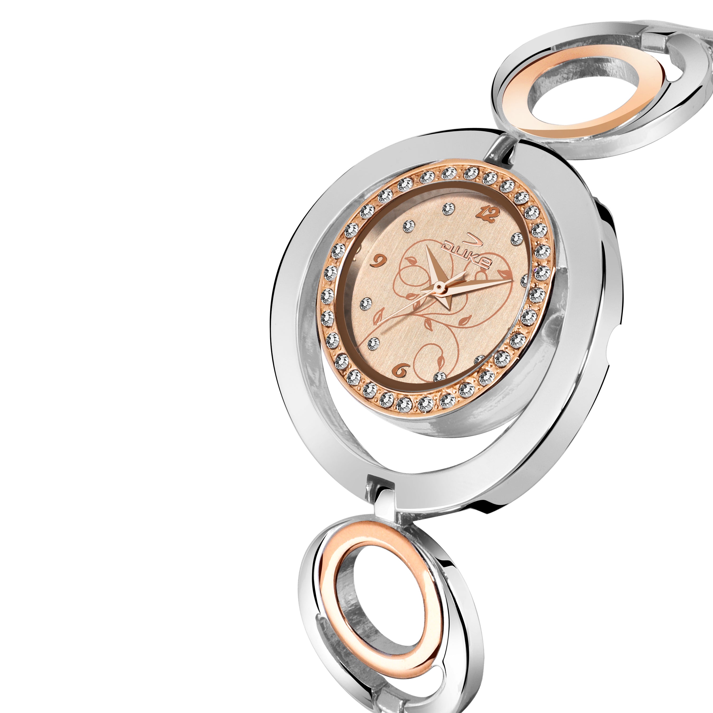 Duke Analogue Women Watch Gold Dial Rose Gold Colored Strap (DK5010RW02C)