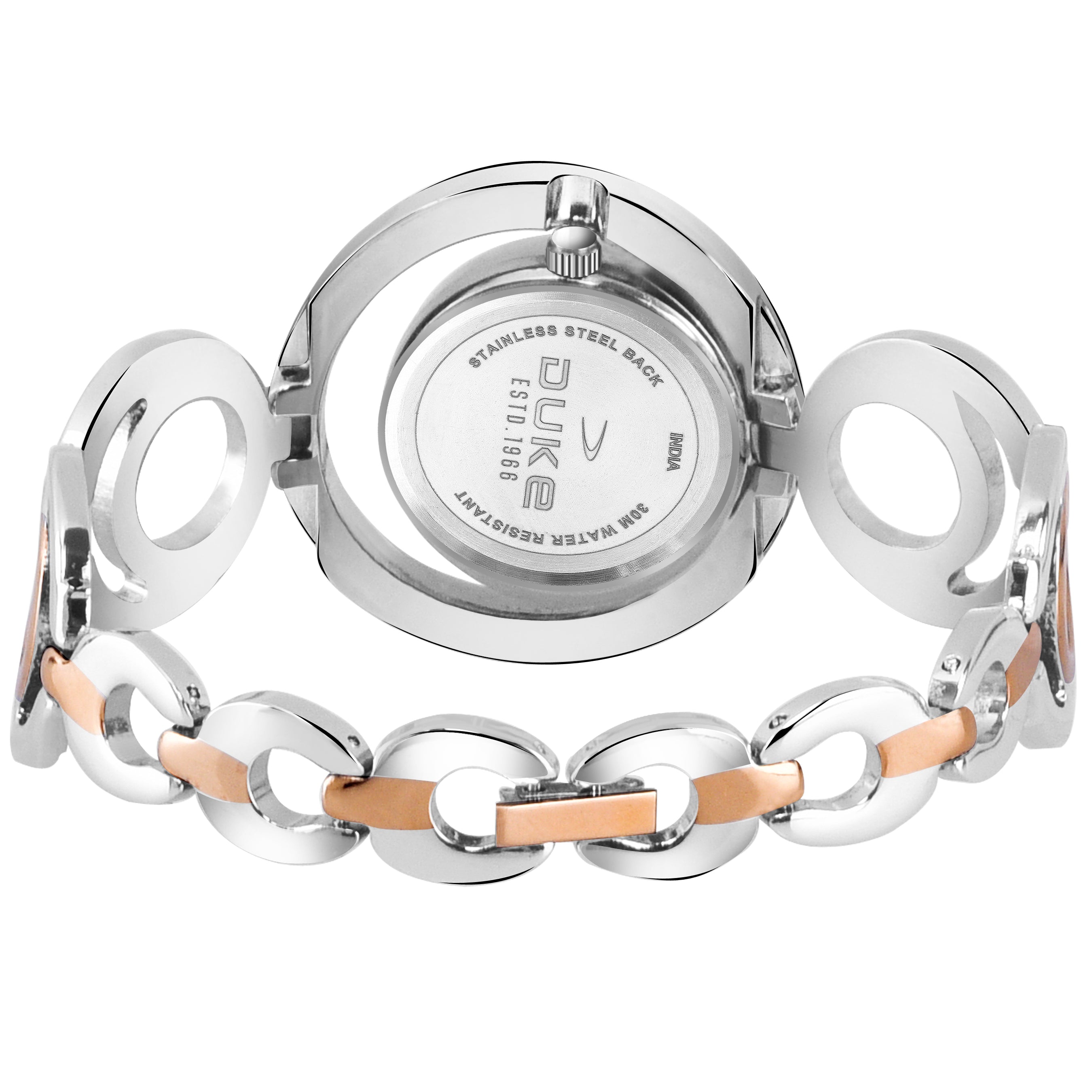 Duke Analogue Women Watch Gold Dial Rose Gold Colored Strap (DK5010RW02C)