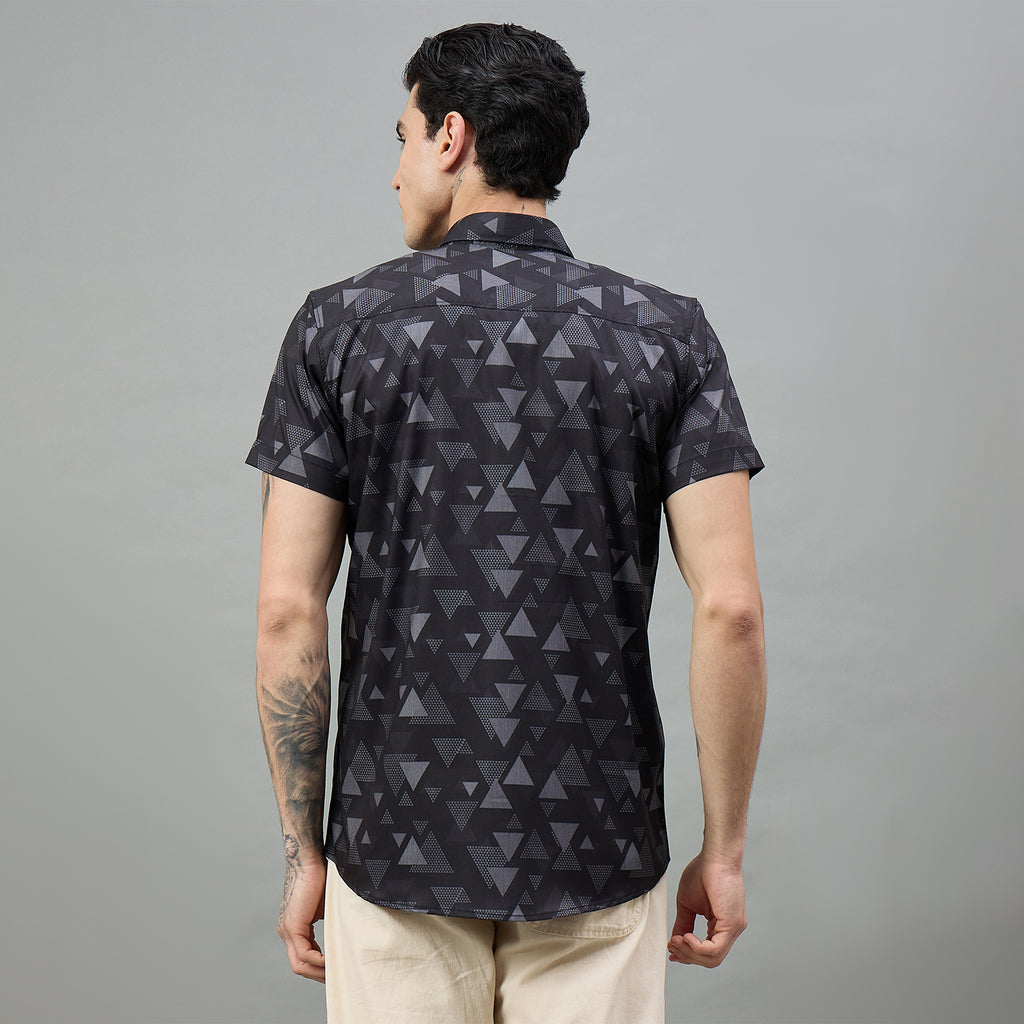 Duke Urban Men Geometric Print Half Sleeve Slim Shirt (SDO6PRIM)