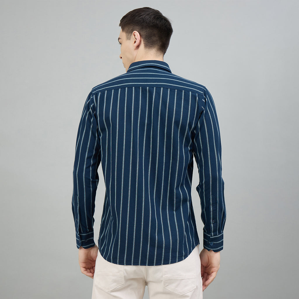 Duke Urban Men Striped Full Sleeve Spread Collar Slim Shirt (SDO8STOP)