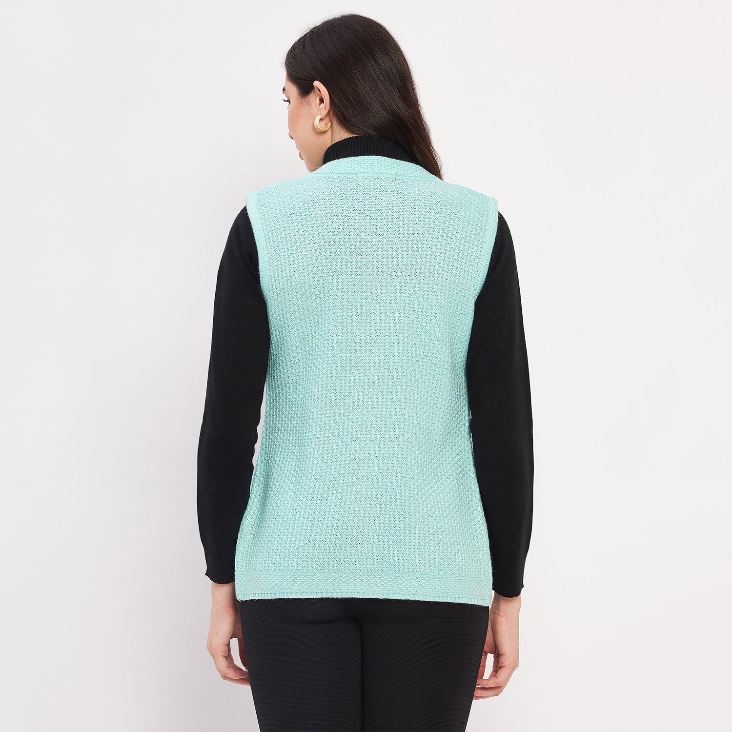 Duke Urban Women Sleeveless Self Design Cardigan (LQS9789)