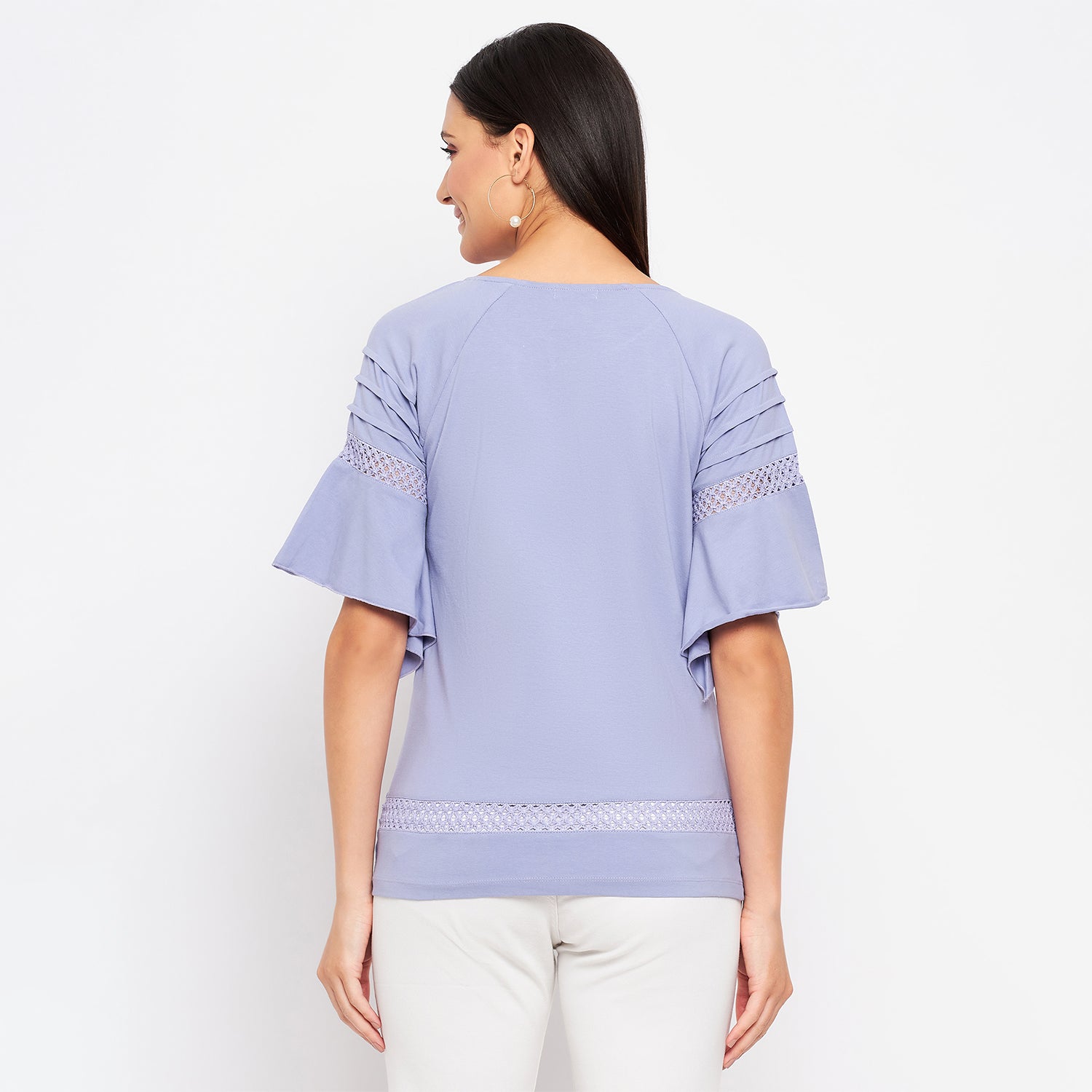 Duke Urban Women Keyhole Neck Half Sleeve Solid Top (LFX899)