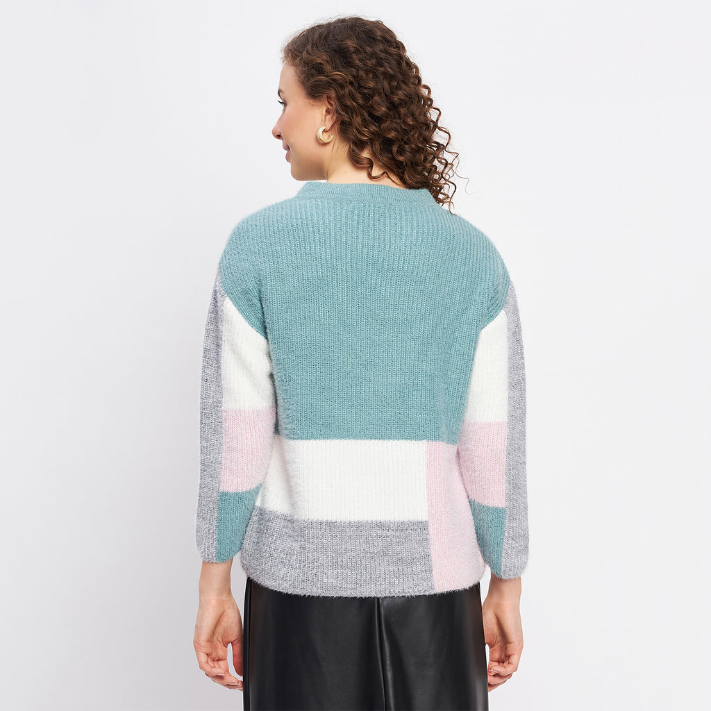 Duke Urban Women Full Sleeve Colorblock Crop Pullover (SDS998)