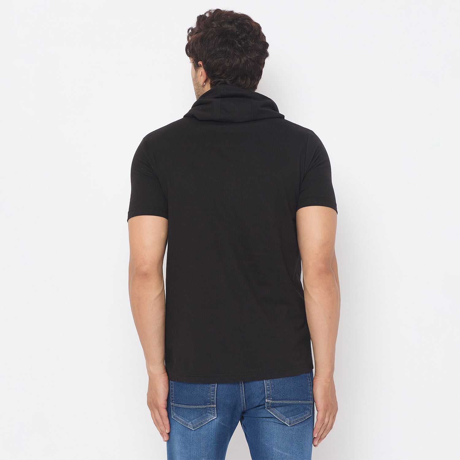 Duke Urban Men Half Sleeve Cotton Hooded Smart Fit T-Shirt (LF7227)