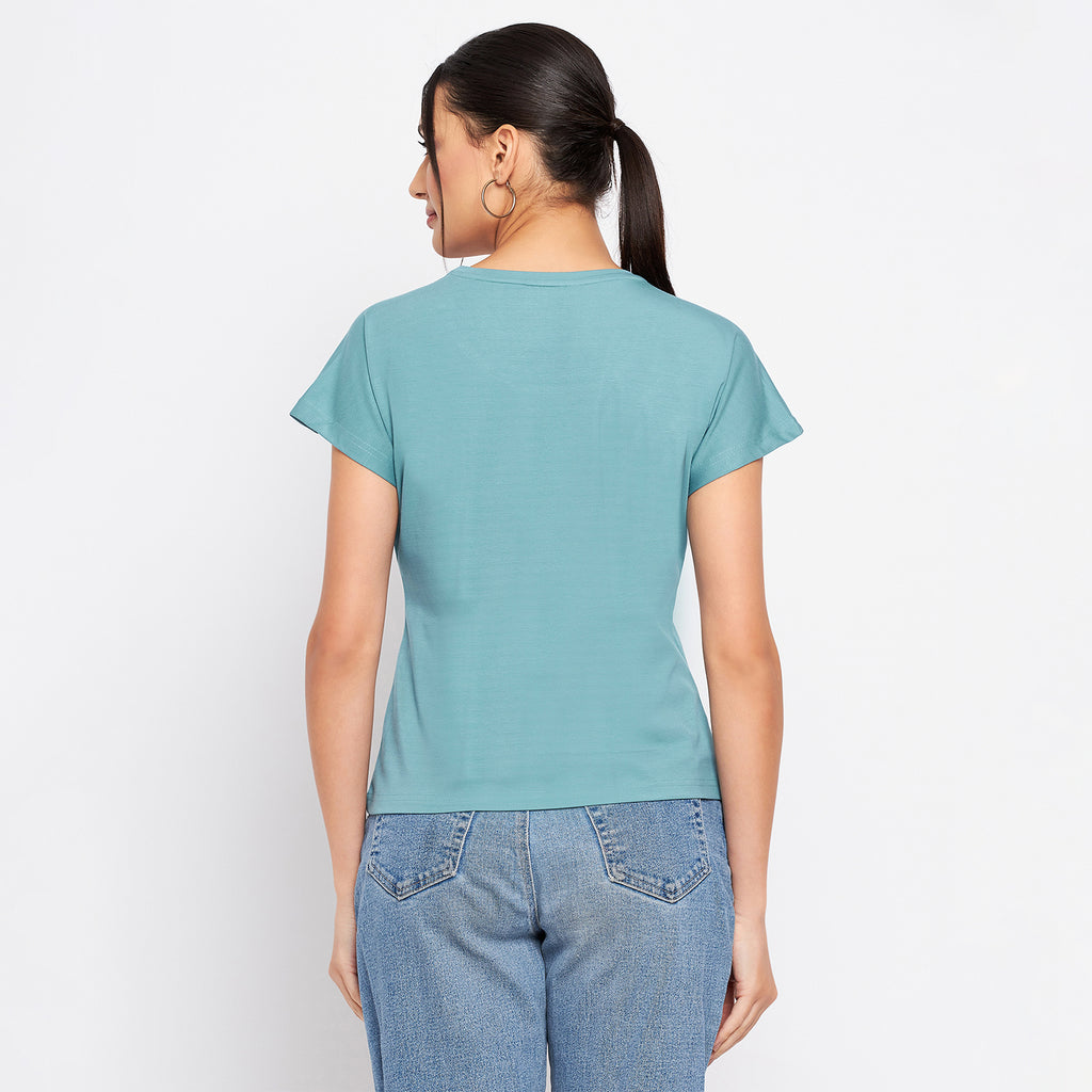 Duke Stardust Women Round Neck Short Sleeve Printed Crop Top (LFX902)