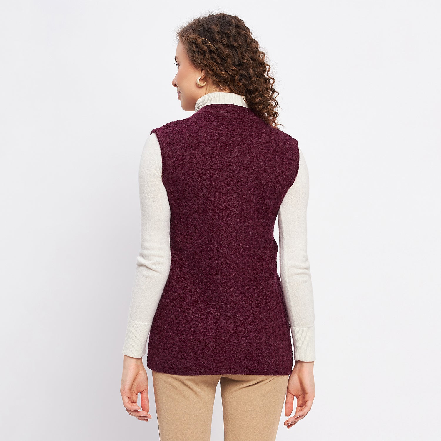 Duke Urban Women Sleeveless Self Design Cardigan (LQS9788)