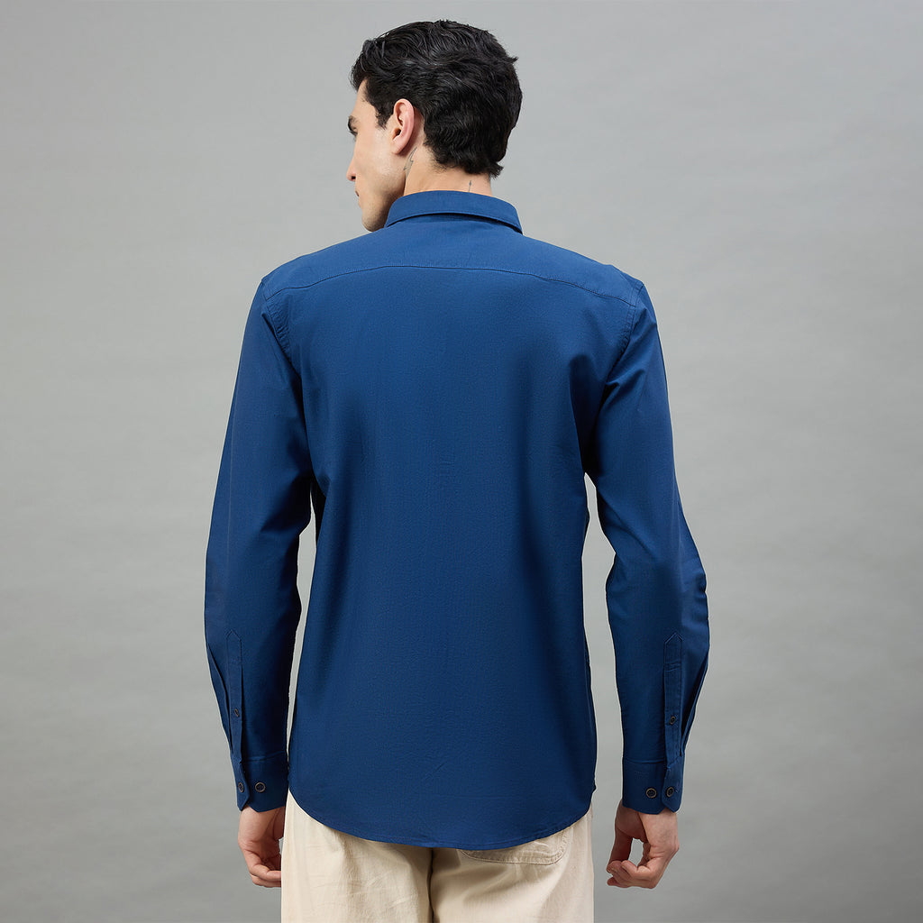 Duke Men Solid Full Sleeve Spread Collar Slim Shirt (SDO5STN)