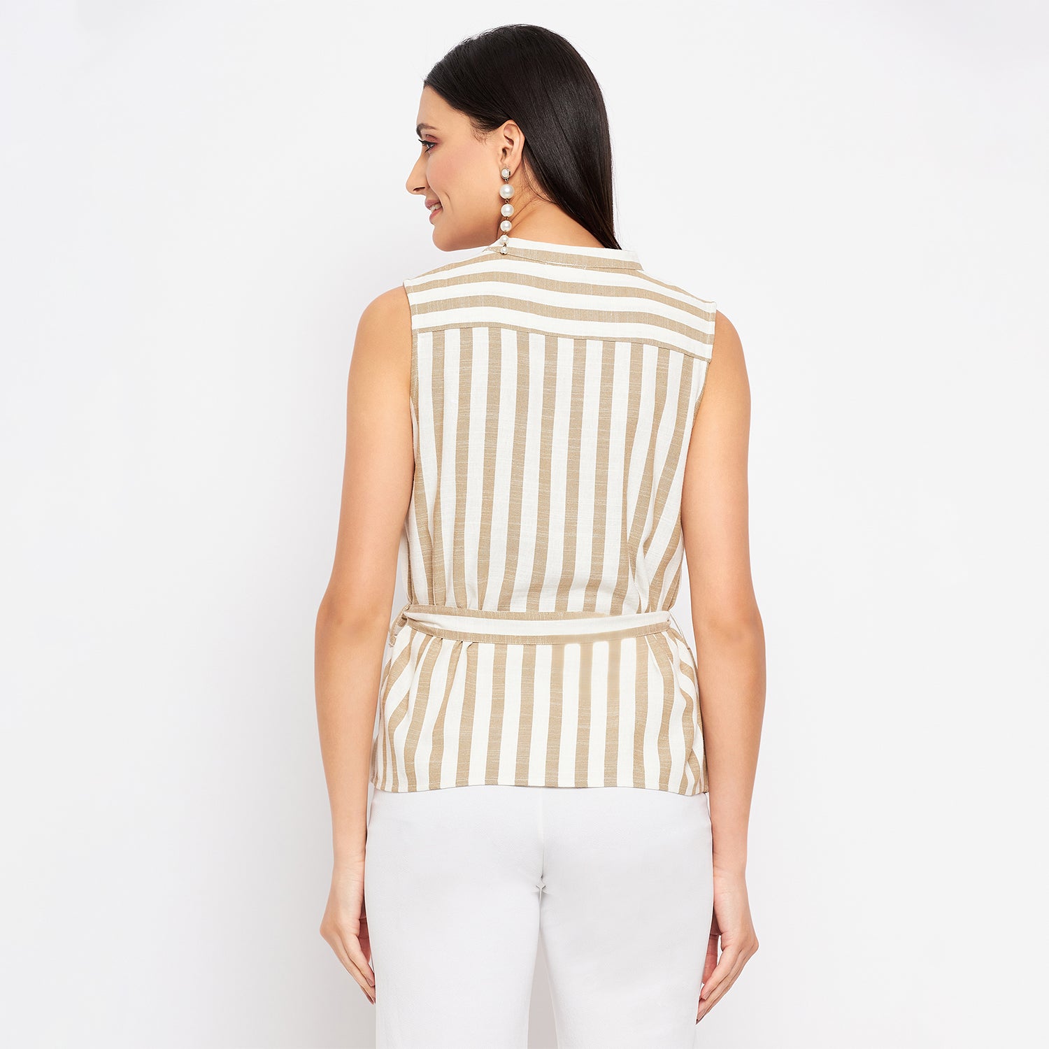 Duke Urban Women Sleeveless Striped Shirt (SDX3271)