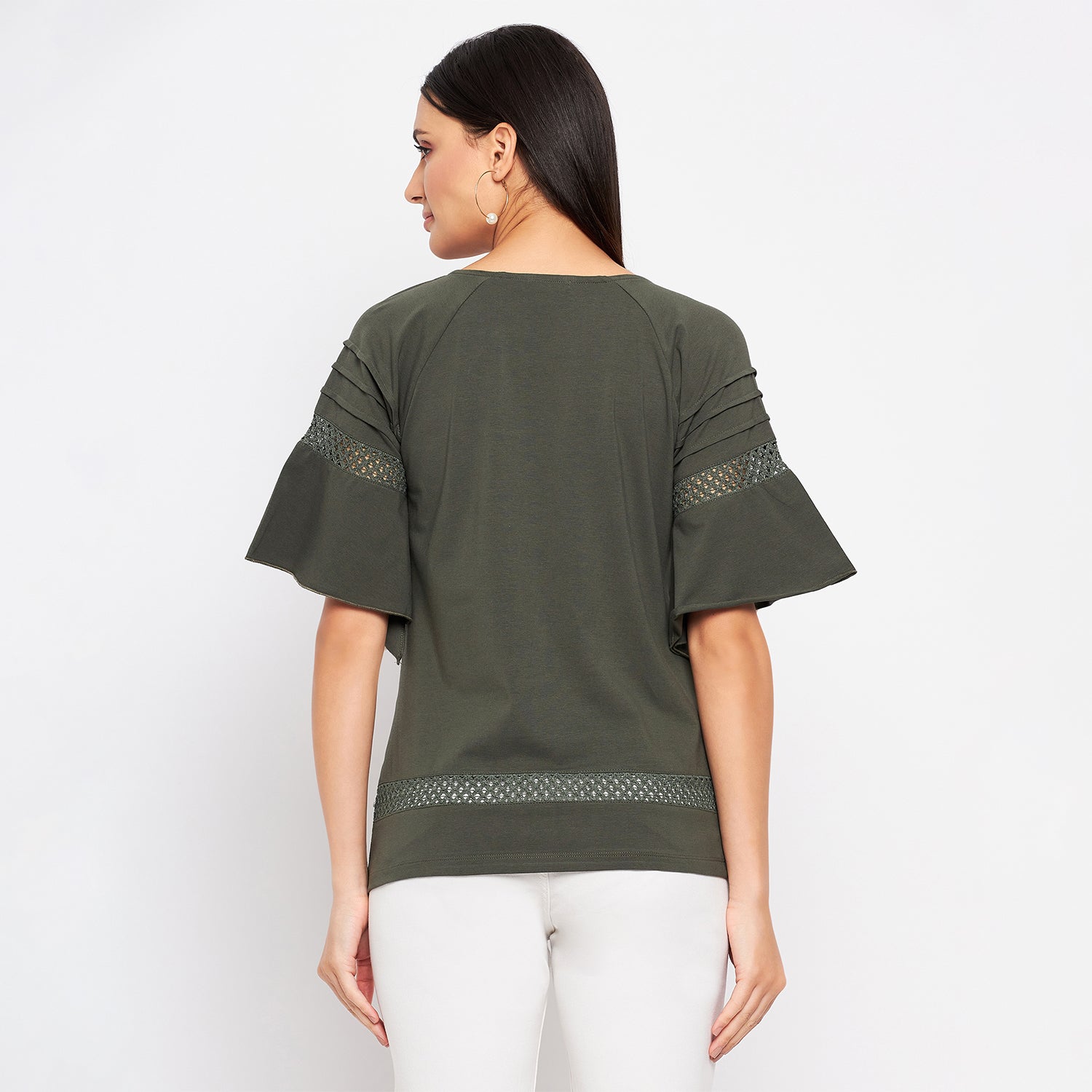 Duke Urban Women Keyhole Neck Half Sleeve Solid Top (LFX899)