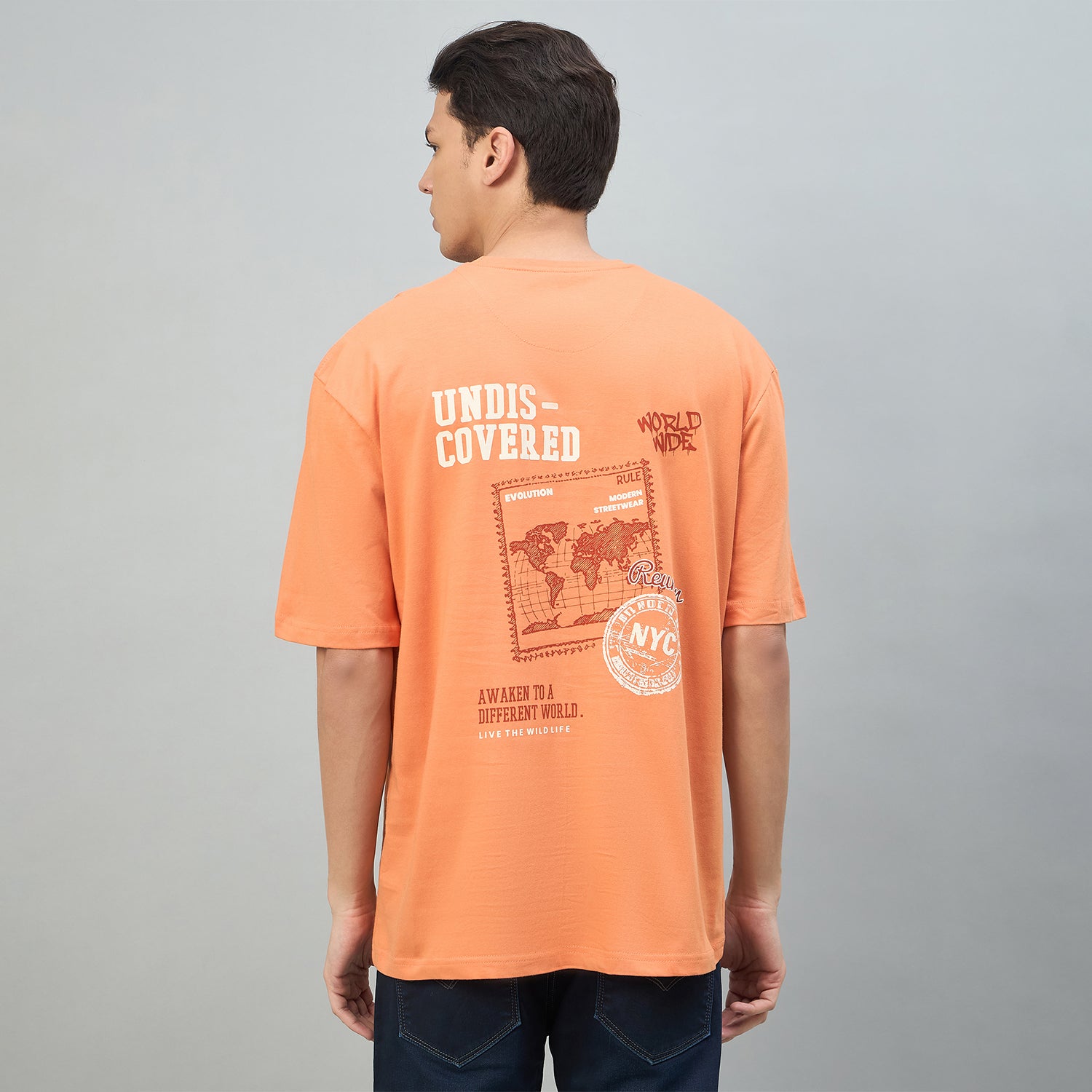 Duke Urban Men Printed Half Sleeve Round Neck Oversized Tshirt (LF7681)