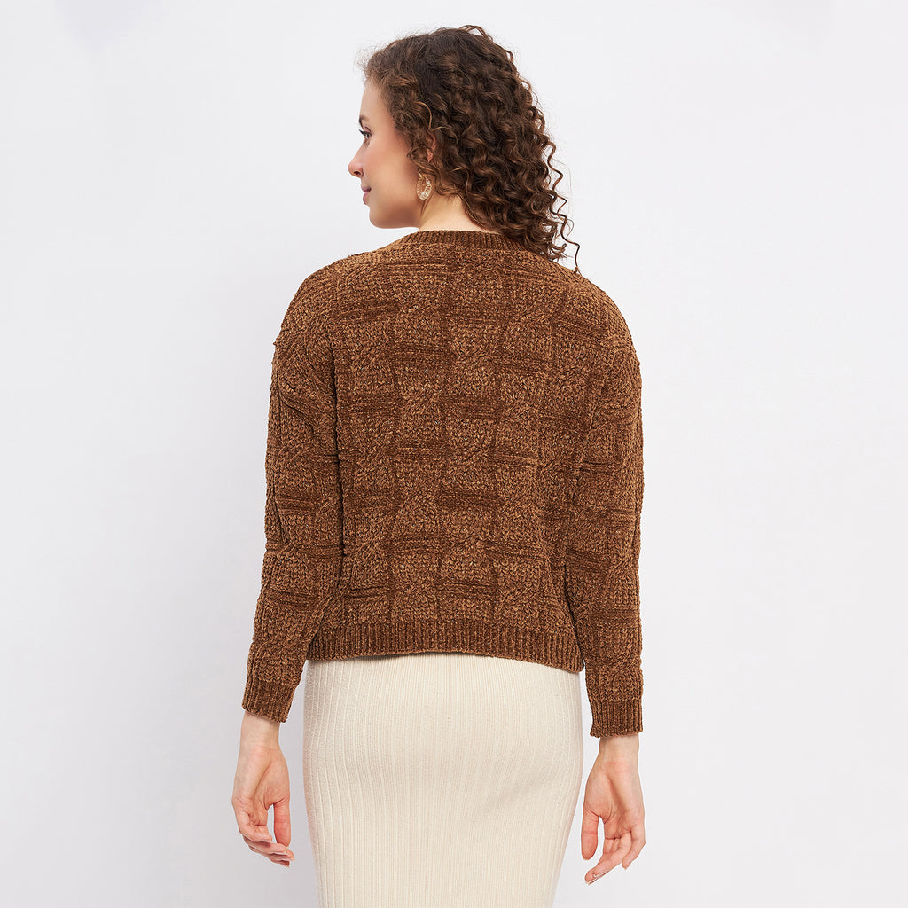 Duke Urban Women Full Sleeve Self Design Crop Pullover (SDS1013)