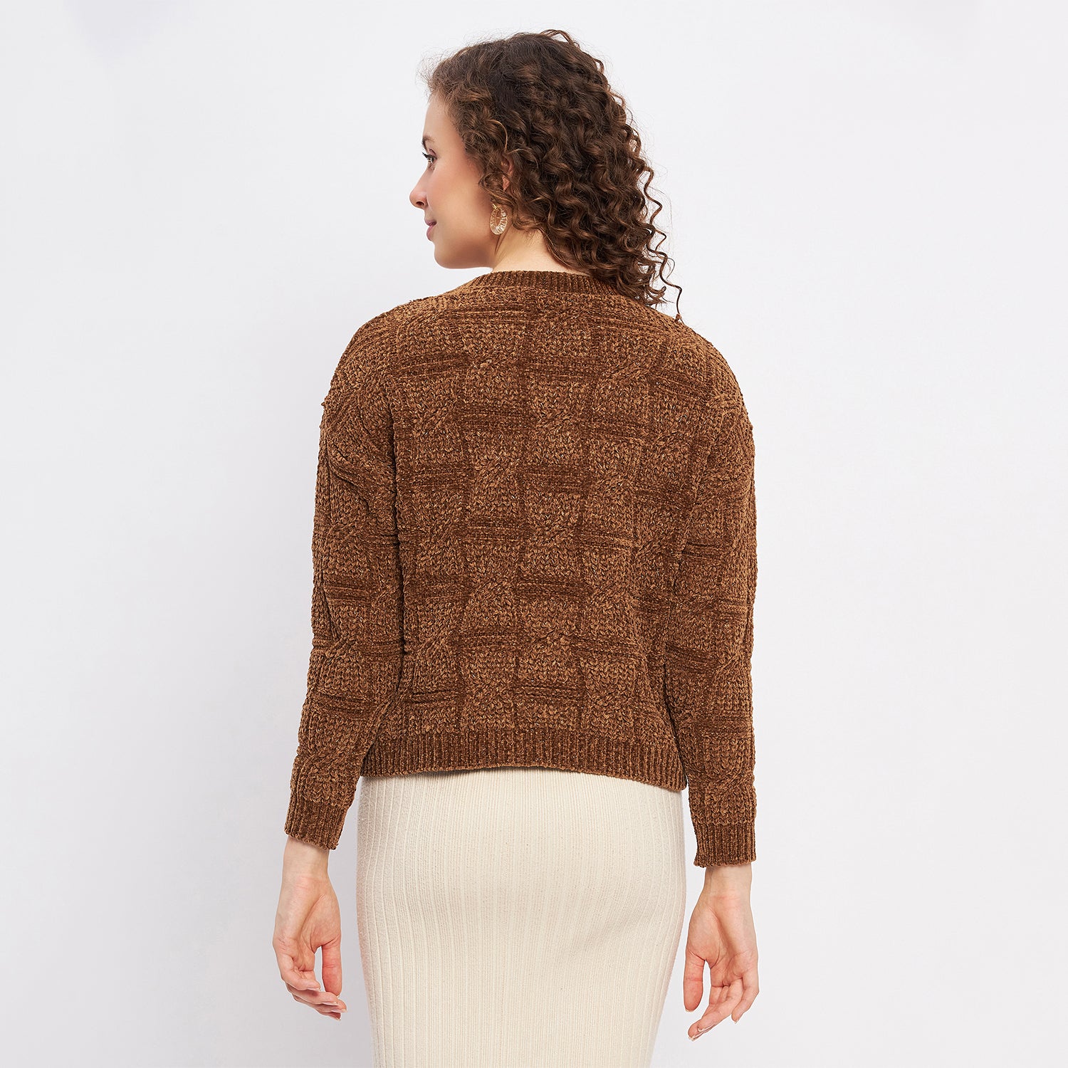 Duke Urban Women Full Sleeve Self Design Crop Pullover (SDS1013)