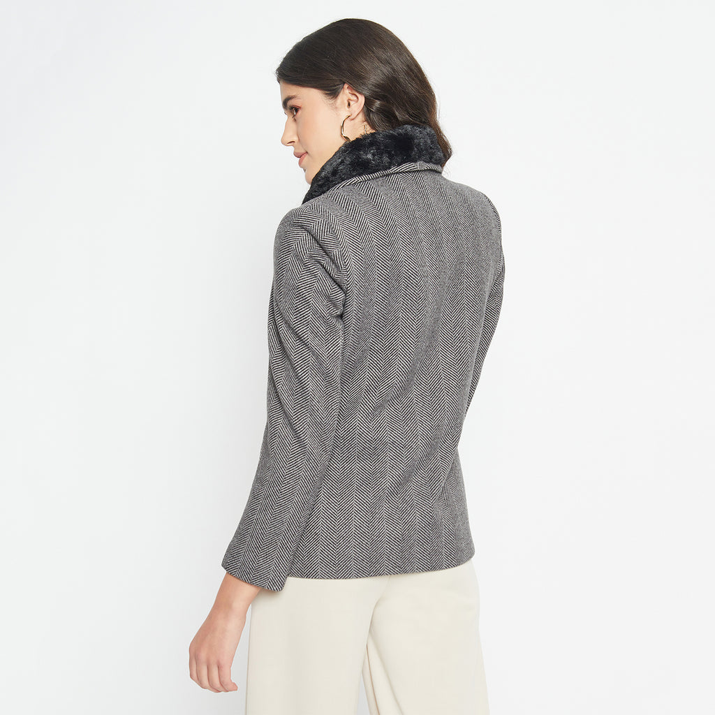 Duke Urban Women Full Sleeve Fur Collared Coat (SDZ4102)