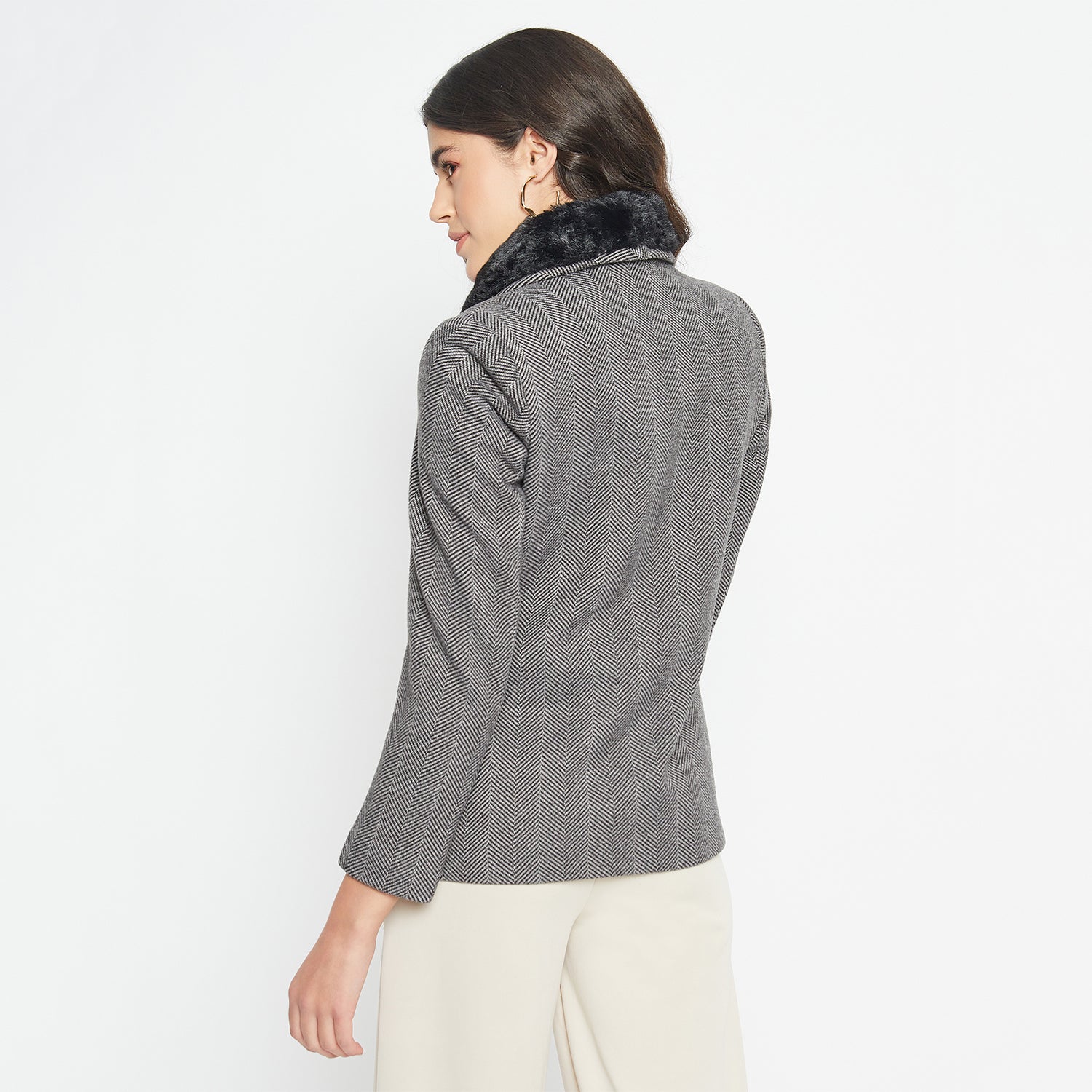 Duke Urban Women Full Sleeve Fur Collared Coat (SDZ4102)