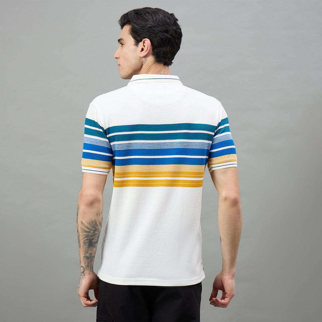 Duke Urban Men Striped Polo Neck Half Sleeve T-Shirt (LF7654)