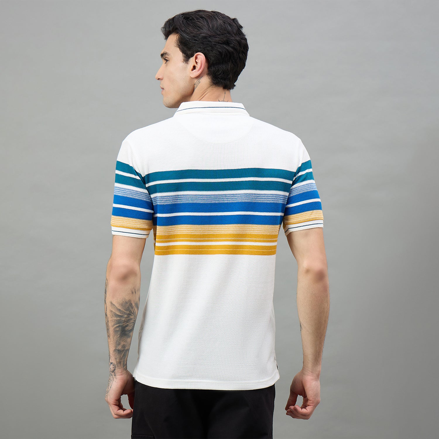Duke Urban Men Striped Polo Neck Half Sleeve T-Shirt (LF7654)