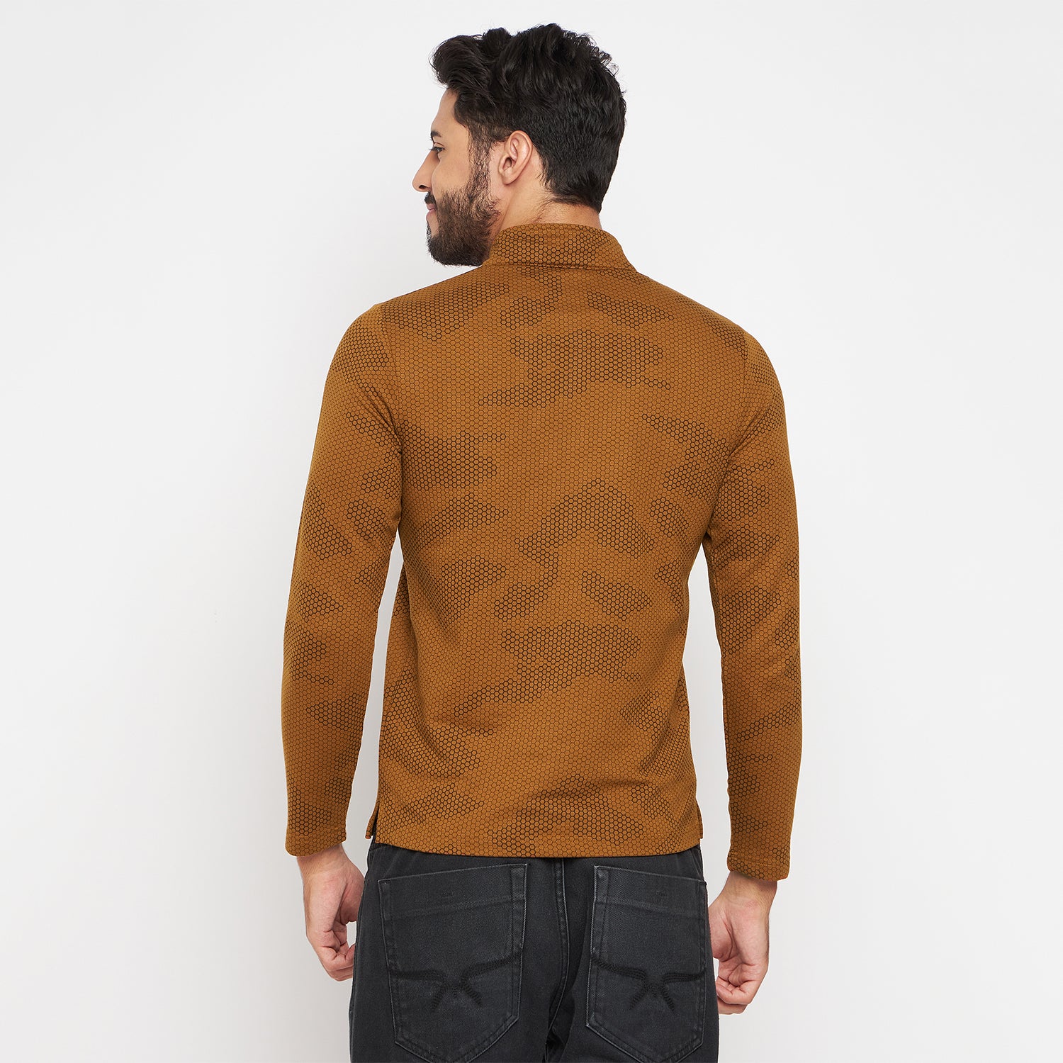 Duke Urban Men Half Zip Full Sleeve Cotton T-shirt (LF3931)