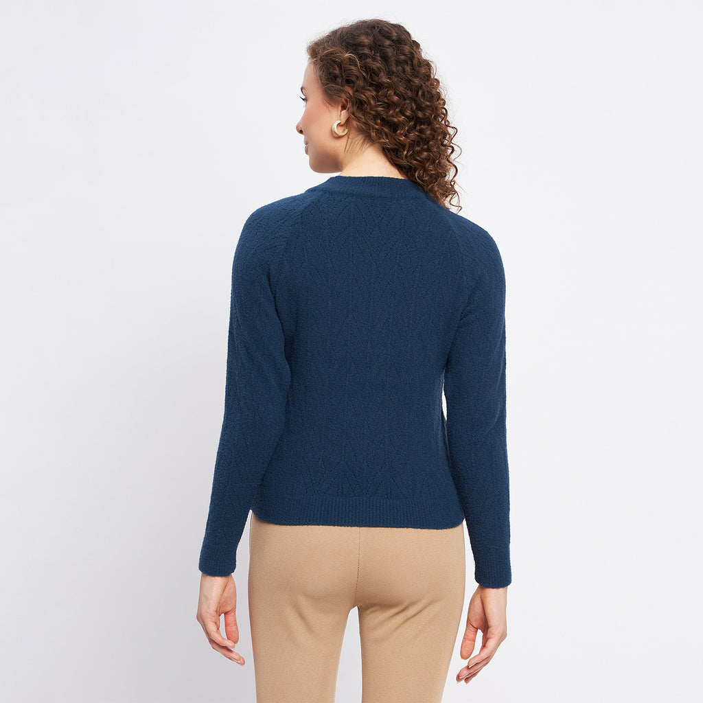 Duke Urban Women Full Sleeve Self Design Crop Pullover (SDS1014)