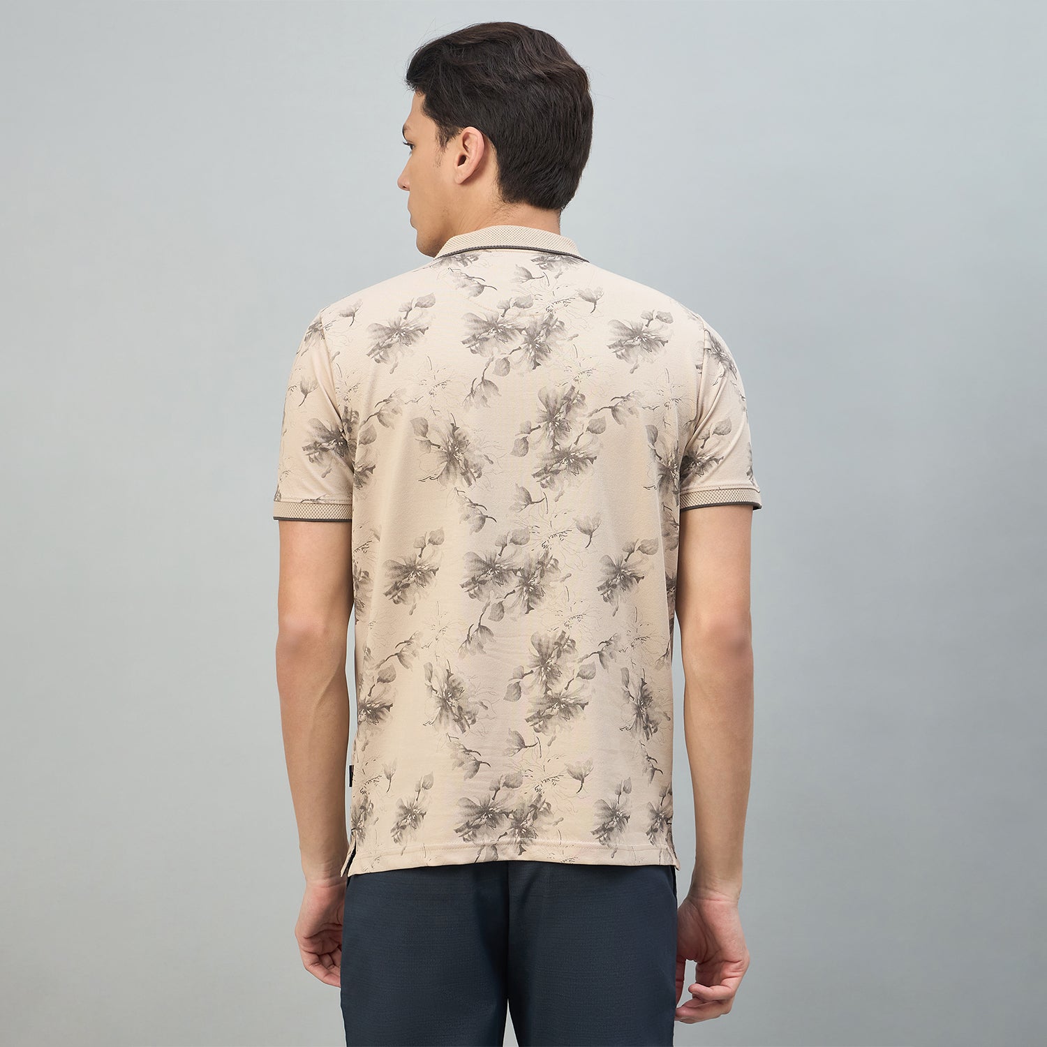 Duke Urban Men Floral Print Half Sleeve Slim Fit Polo Tshirt (LF7513)