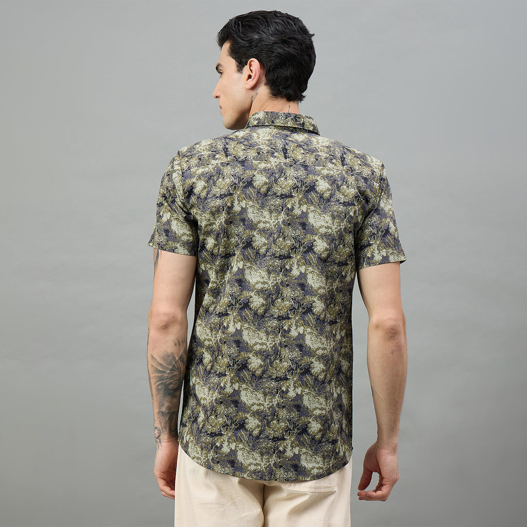 Duke Urban Men Military Camouflage Half Sleeve Slim Shirt (SDO6PRIF)