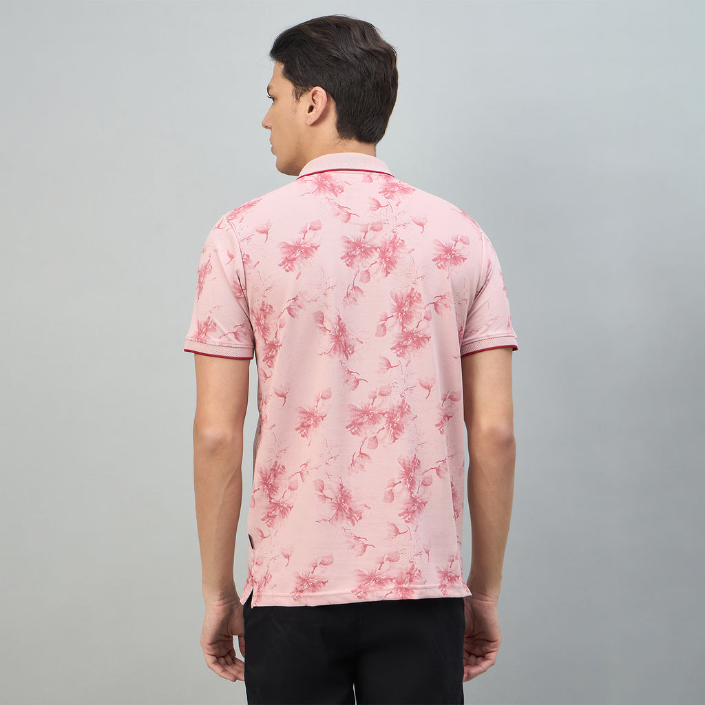 Duke Urban Men Floral Print Half Sleeve Slim Fit Polo Tshirt (LF7513)