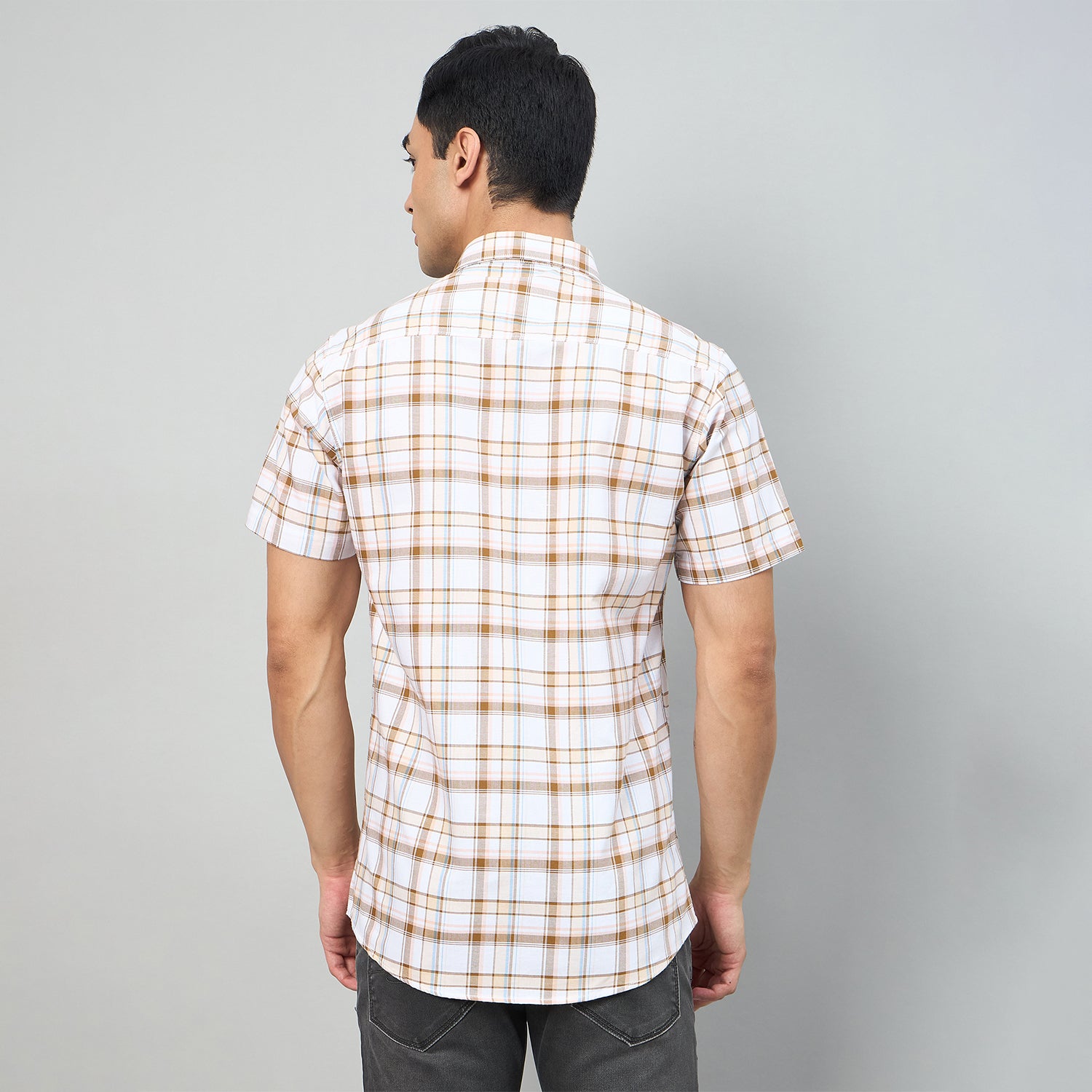 Duke Men Slim Fit Half Sleeve Oxford Cotton Shirt (SDO4CKG)