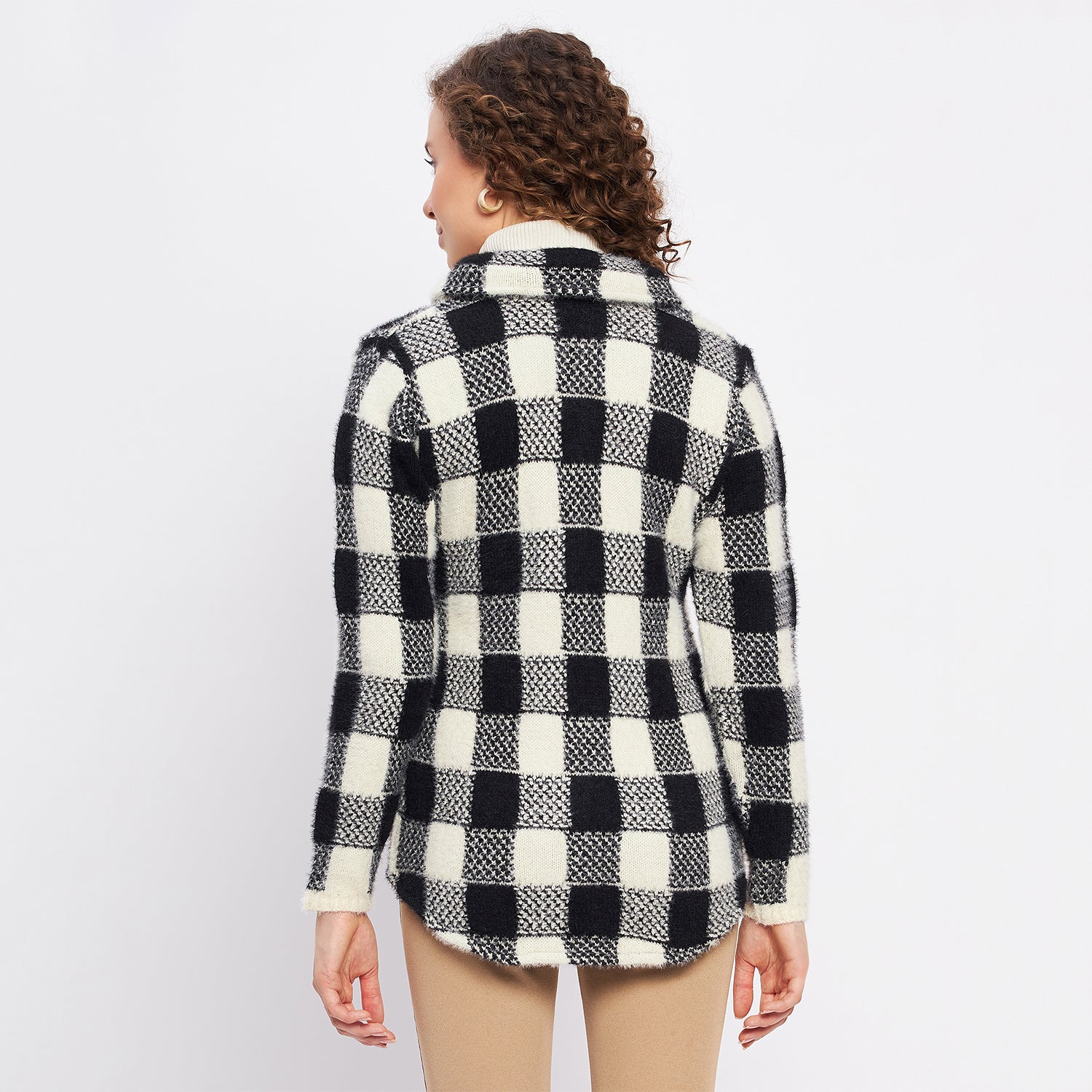 Duke Urban Women Full Sleeve Checkered Cardigan (LQS9768)