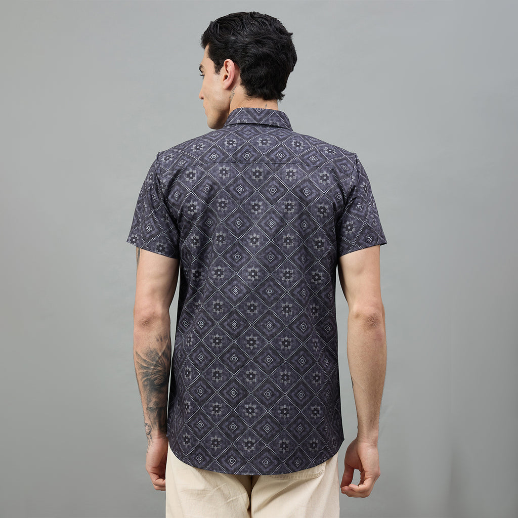 Duke Urban Men Geometric Print Half Sleeve Slim Shirt (SDO6PRIL)