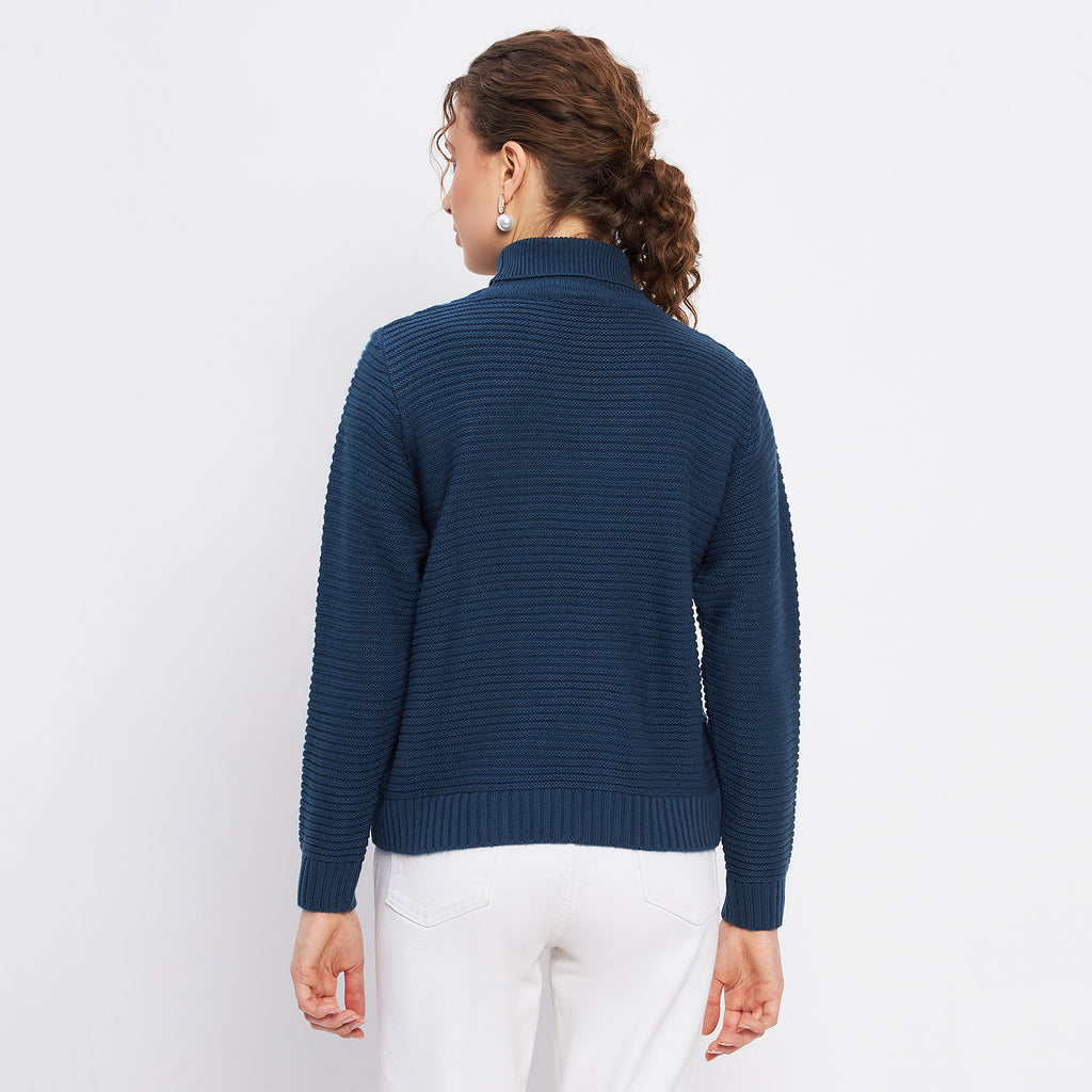 Duke Urban Women Full Sleeve Self Design Crop Pullover (SDS1008)