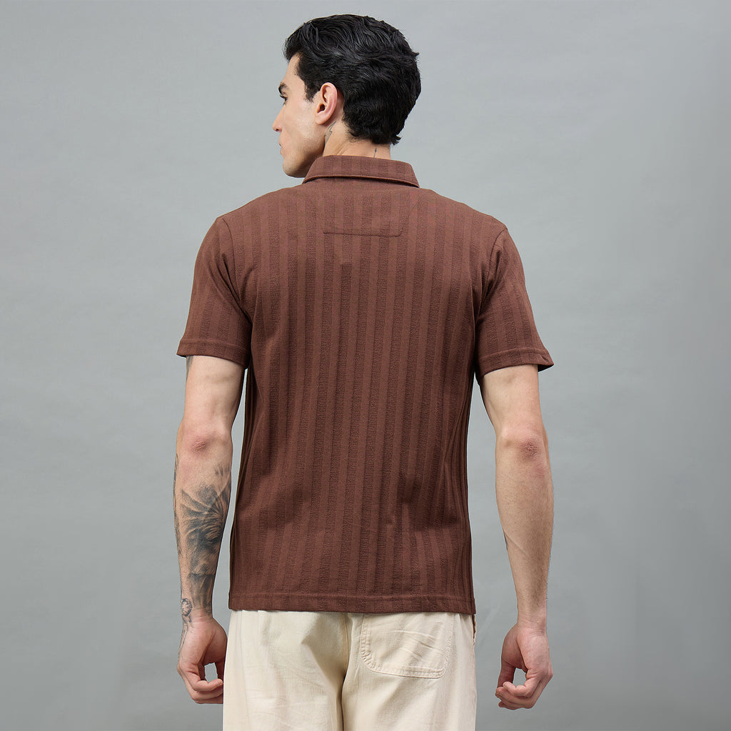 Duke Urban Men Striped Half Sleeve Spread Collar Regular Shirt (LF7662)