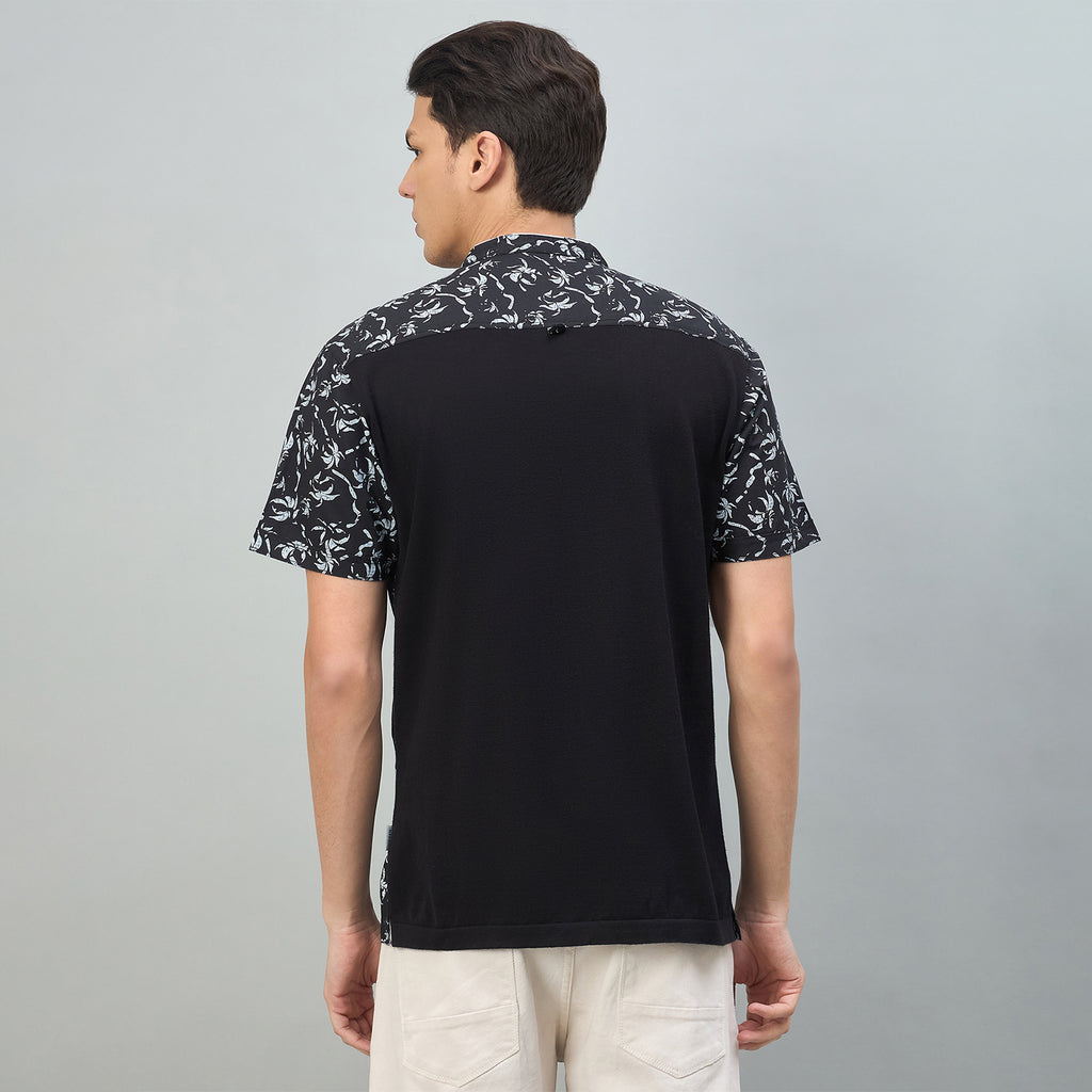 Duke Urban Men Floral Print Half Sleeve Casual Slim fit Tshirt (LF7531)