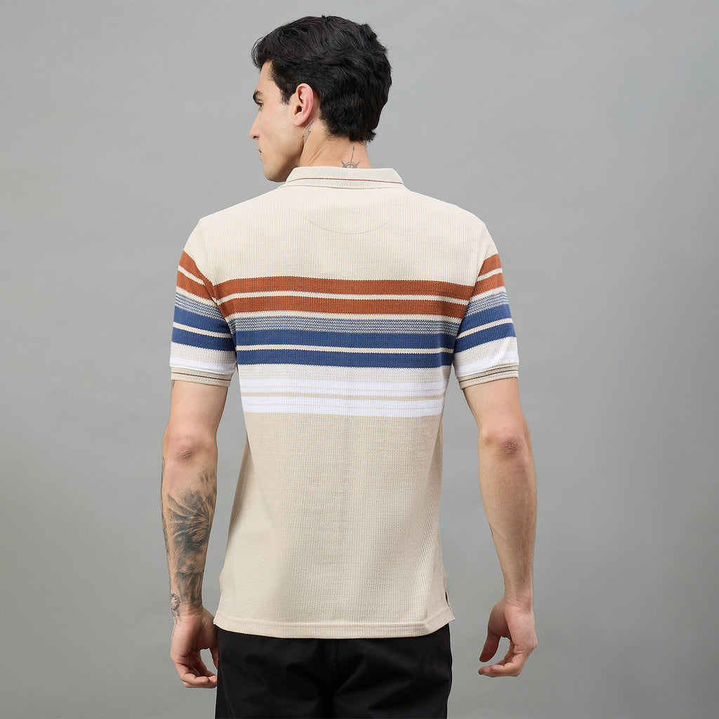 Duke Urban Men Striped Polo Neck Half Sleeve T-Shirt (LF7654)