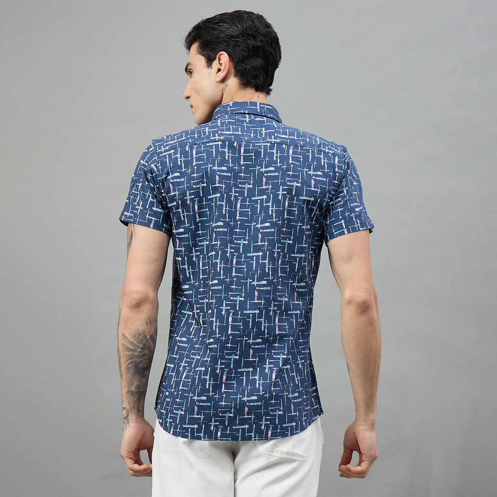 Duke Urban Men Printed Half Sleeve Spread Collar Slim Shirt (SDO4PRAJ)