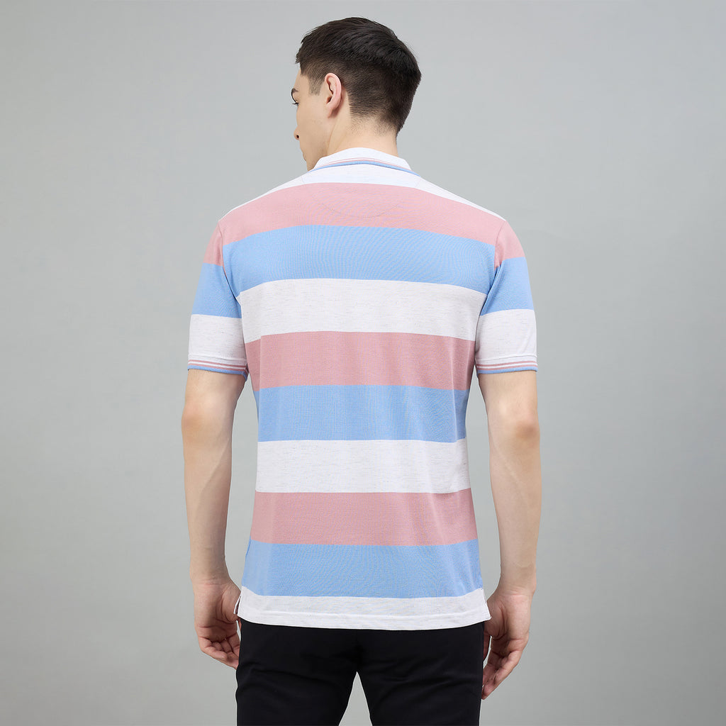 Duke Urban Men Striped Half Sleeve Regular Polo Tshirt (LF7645)