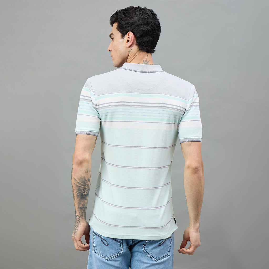 Duke Urban Men Striped Half Sleeve Regular Polo Tshirt (LF7512)