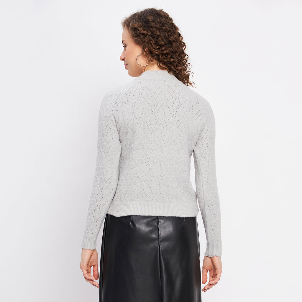 Duke Urban Women Full Sleeve Self Design Crop Pullover (SDS1014)