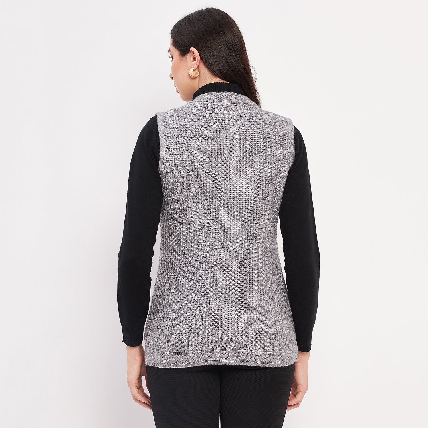 Duke Urban Women Sleeveless Self Design Cardigan (LQS9789)