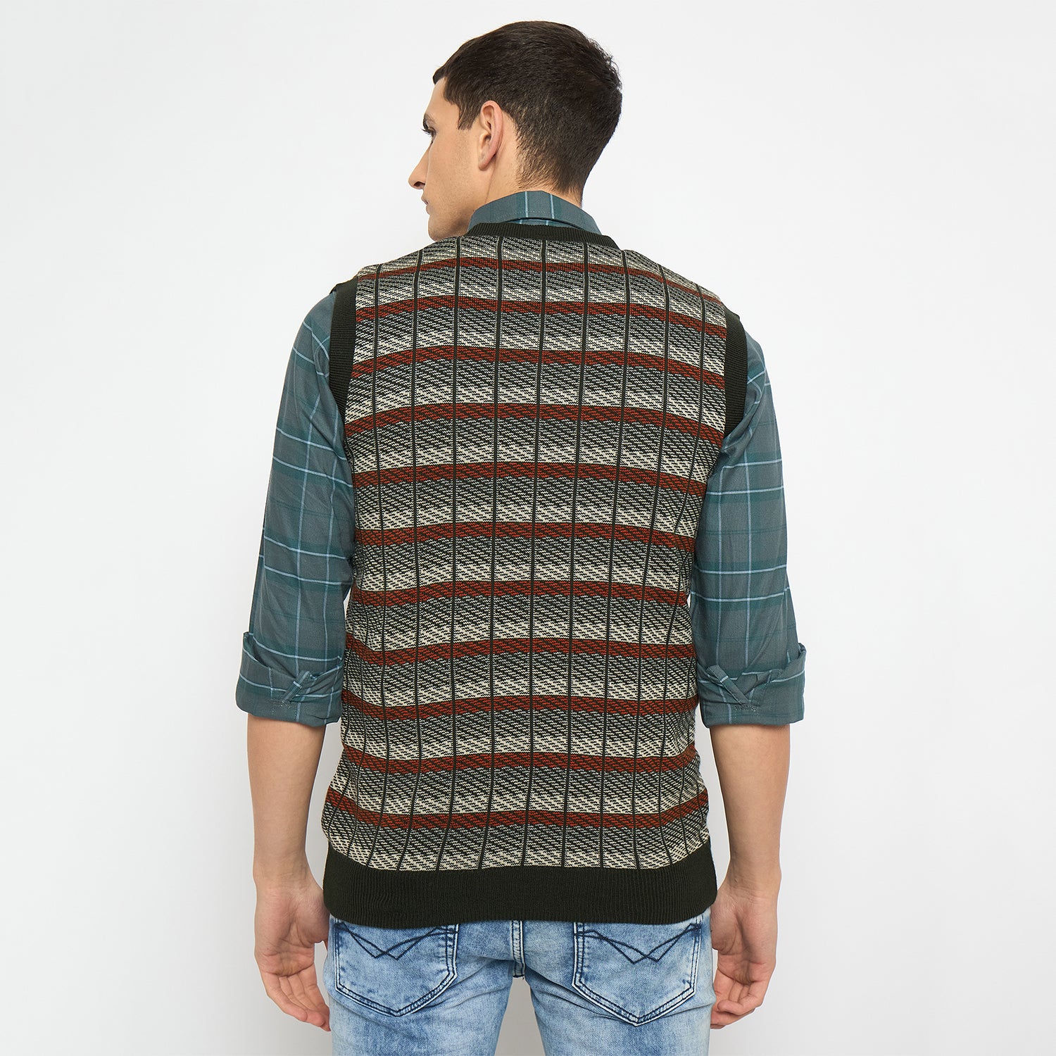 Duke Urban Men Sleeveless V Neck Reversible Sweater (SDS2168)