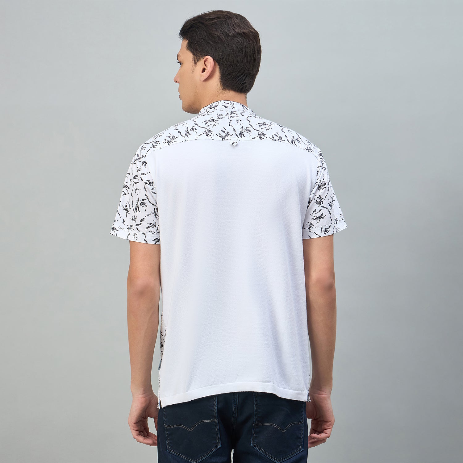 Duke Urban Men Floral Print Half Sleeve Casual Slim fit Tshirt (LF7531)
