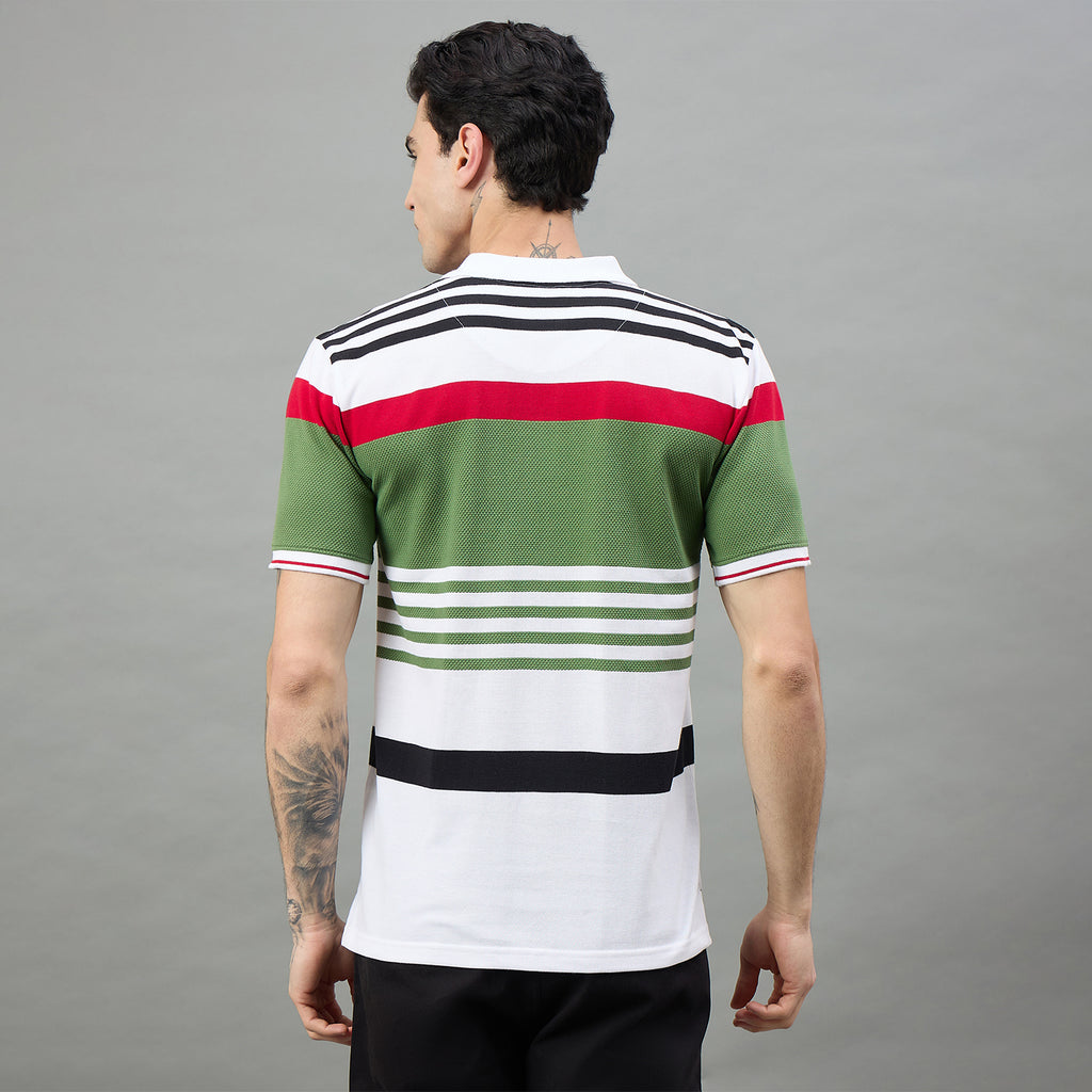 Duke Urban Men Striped Polo Neck Half Sleeve T-Shirt (LF7594)
