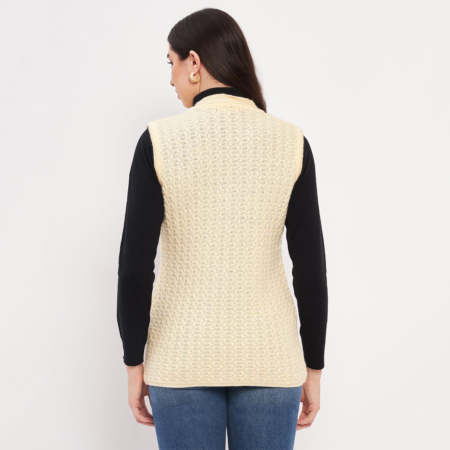 Duke Urban Women Sleeveless Self Design Cardigan (LQS9788)