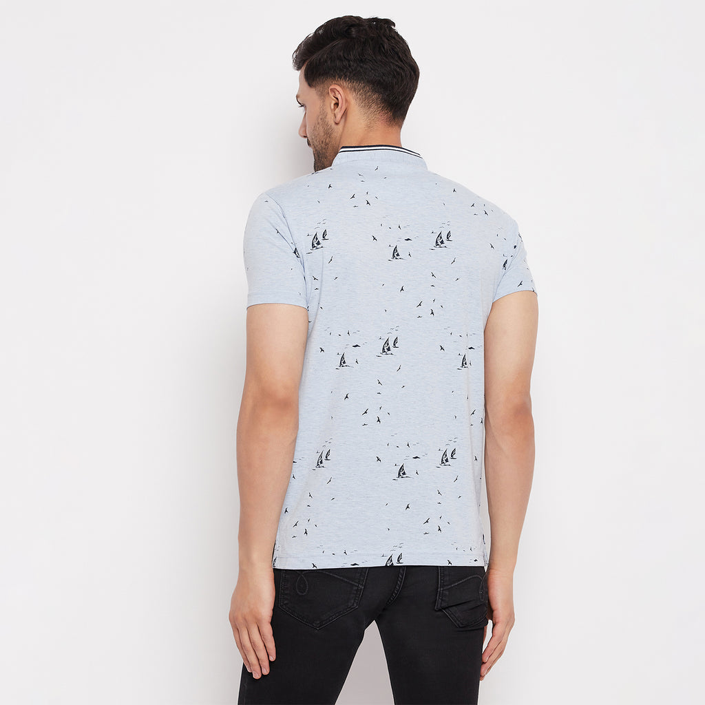 Duke Stardust Men Mandarin Collar Half Sleeve Cotton T-shirt (LF5788)