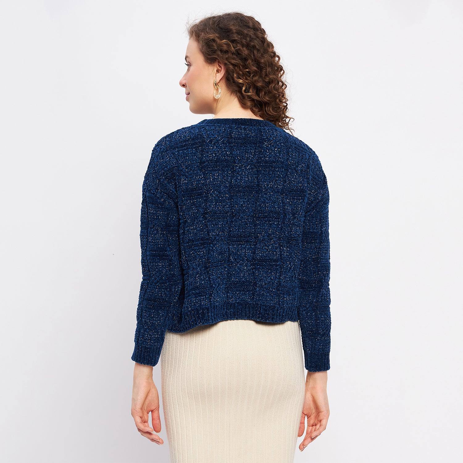 Duke Urban Women Full Sleeve Self Design Crop Pullover (SDS1013)