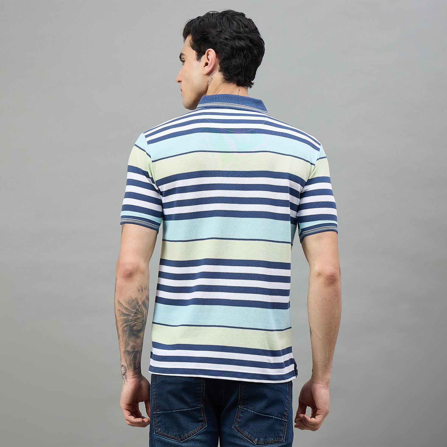 Duke Urban Men Striped Polo Neck Half Sleeve T-Shirt (LF7650)